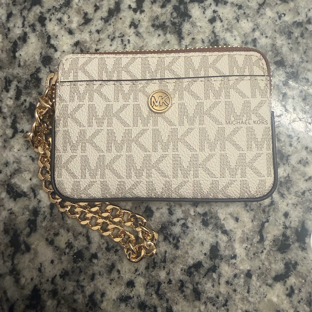 Michael Kors Beige And Gold Wristlet